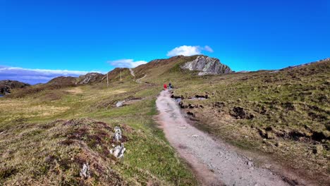 Lugares-épicos-De-Irlanda-Sendero-Hasta-El-Faro-De-Sheeps-Head-Gente-Caminando-Popular-Destino-Turístico-En-Una-Tarde-De-Verano