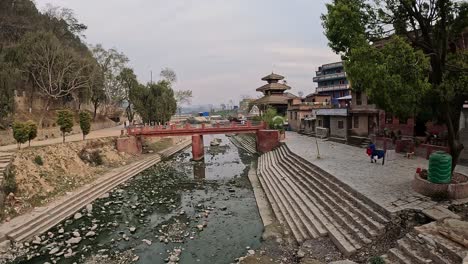 Overlooking-the-Bashuki-Nag-Temple-area-in-Panauti-Panauti-Ghat,-Panauti-Durbar-Square