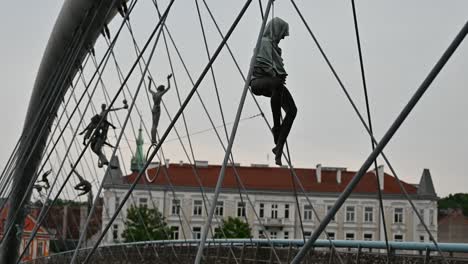 Artwork-on-Father-Bernatek’s-Bridge,-Krakow,-Polard