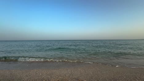 Minimal-sea-landscape-skyline-ocean-horizontal-line-of-horizon-early-morning-hazy-day-summer-beach-vacation-tourist-attraction-seaside-recreation-travel-to-uae-emirates-saudi-arabia-culture-nature-fun