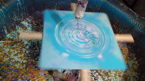 epic-spin-art,-artistic-blue-painting-by-rotating