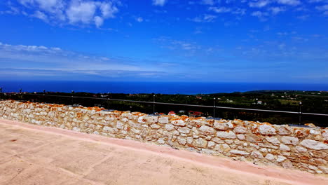 Medieval-Chlemoutsi-Castle-in-Greece-overlooks-the-surrounding-landscape-and-sea