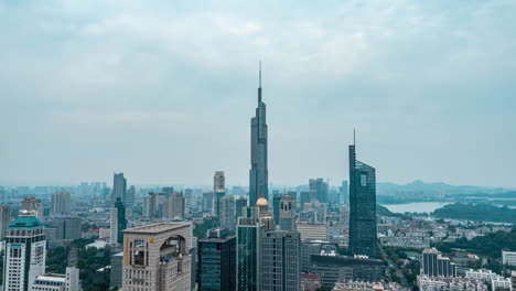 Modern-city-atmosphere-Beijing-financial-center,-international-trade-Center-and-business-circle,-Time-lapse-high-rise-skyscrapers-high-landmark-buildings-sunset-scenery