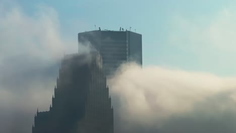 Skyscrapers-in-Houston-with-fog-clouds-in-between-them