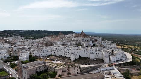 Aerial-Perspective-of-Ostuni,-the-White-City-in-the-Brindisi-Region-of-Apulia,-Italy