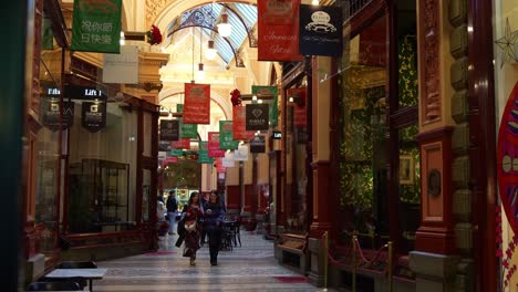 The-iconic-Block-Arcade-on-Collins-Street,-a-historic-shopping-arcade-in-the-City-of-Melbourne,-Victoria,-Australia,-a-rich-history-that-dates-back-to-the-grandeur-of-the-Victorian-era