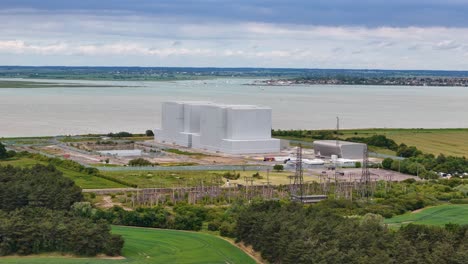 Nuclear-power-station-facility,-atom-energy-generator-building-in-Bradwell,-UK