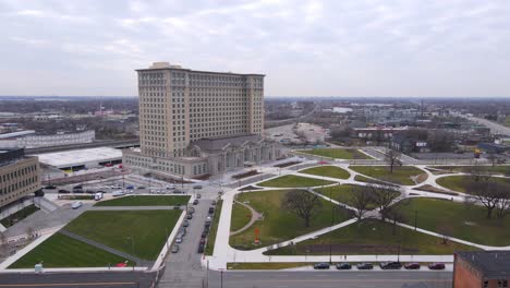 Central-Station,-recently-refurbished-by-Ford-in-aerial-dolly-in-view