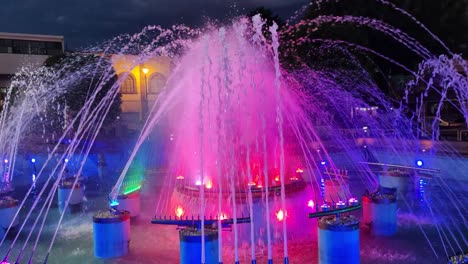 Night-shot-of-the-fountain-of-mermaid-"Tlanchana"-in-Juarez´s-Square-in-the-center-of-Magic-Town-of-Metepec,-State-of-Mexico,-Mexico