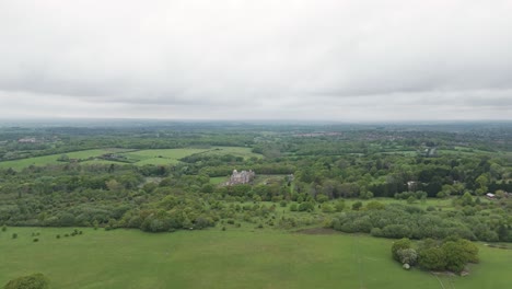 Idyllic-rural-landscape-of-Sussex-with-abandoned-Hamilton-Palace-hidden-in-forest