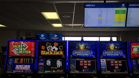 Gambling-Gaming-Machines-on-Reno-Airport,-Nevada-USA