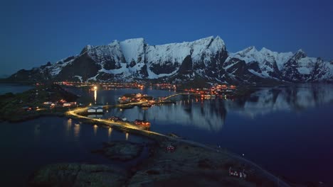 Luftaufnahme-Der-Lofoten-Inseln,-Wunderschöne-Landschaft-Im-Winter