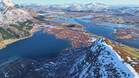 Aerial-view-of-Lofoten-Islands-beautiful-landscape-during-winter