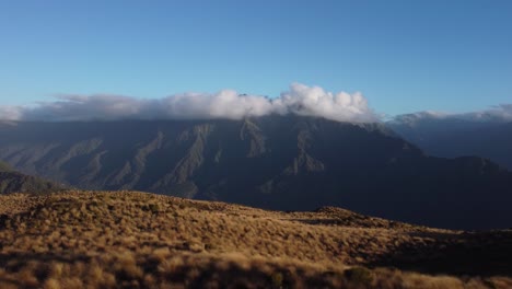 Drone-view-of-mountains-during-sunset-at-Mount-Brown,-West-Coast,-New-zealand