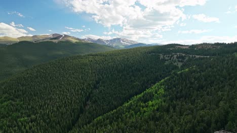 Drone-ascends-rocky-overlook-to-estabilsh-beautiful-valleys-of-Mount-Blue-Sky-Colorado