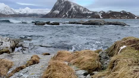 Aerial-view-of-Lofoten-Islands-beautiful-landscape-during-winter