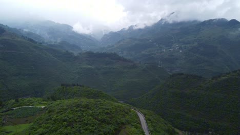 The-drone's-perspective-flies-towards-the-distant-mountains