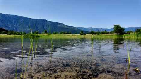 Ein-Ruhiger-See,-Umgeben-Von-üppigem-Grün-Und-Majestätischen-Bergen-Auf-Der-Krim