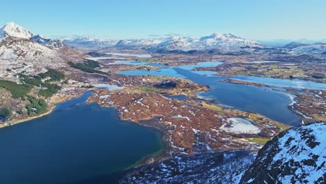 Aerial-view-of-Lofoten-Islands-beautiful-landscape-during-winter