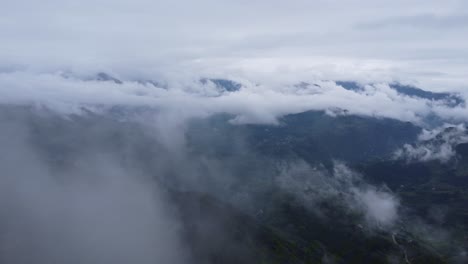 Aerial-video-captured-in-the-clouds-over-mountainous-areas