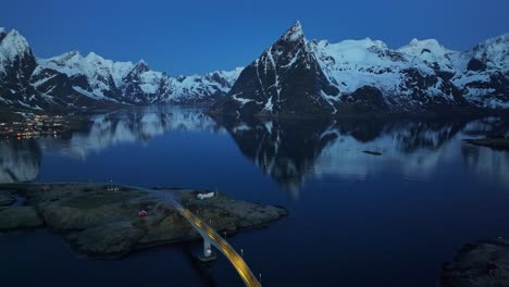 Aerial-view-of-Lofoten-Islands-beautiful-landscape-during-winter