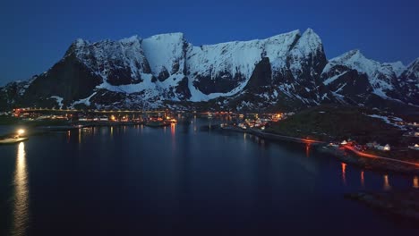 Aerial-view-of-Lofoten-Islands-beautiful-landscape-during-winter