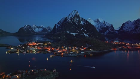 Aerial-view-of-Lofoten-Islands-beautiful-landscape-during-winter