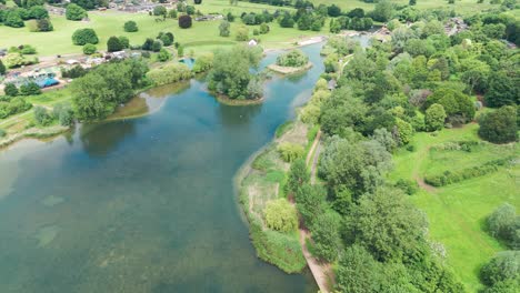 Aerial-Pullback-view-of-Wicksteed-park-in-England-during-afternoon