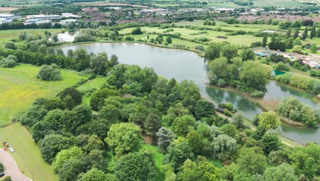 Aerial-view-of-Wicksteed-park-during-sunny-day-in-England