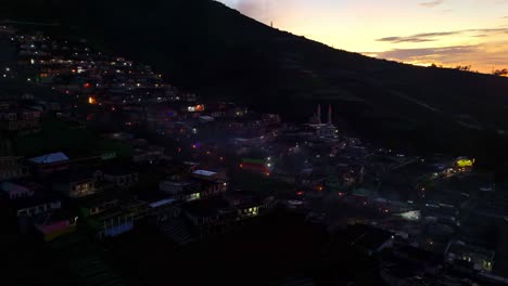 Aerial-view-of-sunrise-time-on-Nepal-Van-Java-Village