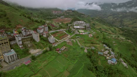 Luftaufnahme-Der-Stadt-Sapa-In-Der-Provinz-Lao-Cai,-Nordvietnam