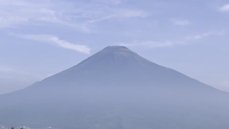 Close-up-view-of-Mount-Sindoro-in-slightly-foggy-morning