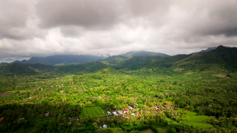 Entorno-Densamente-Cubierto-En-Casas-Rurales-Cerca-De-Banyuwedang-En-Bali-Occidental,-Indonesia