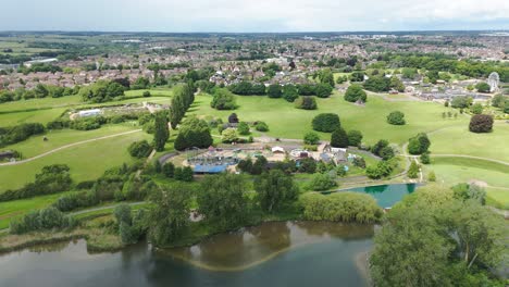 Profile-view-of-Wicksteed-Park-with-waterfront-in-sunny-day-in-England