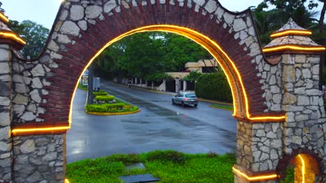 beautiful-aerial-view-with-drone-of-the-Shangrila-roundabout-on-the-city-of-Cordoba,-Veracruz,-Mexico