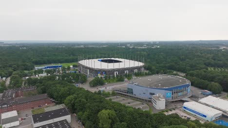 Toma-Aérea-Del-Estadio-De-Fútbol-Hsv-Hamburgo