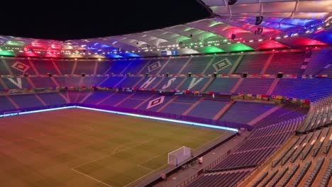 Drone-travelling-over-empty-seats-UEFA-EURO2024-Hamburg-HSV-Stadion