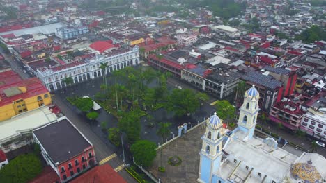 beautiful-aerial-view-with-drone-of-the-historical-Center-on-the-city-of-Cordoba,-Veracruz,-Mexico