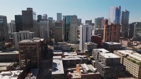 Aerial-Drone-Footage-Of-Downtown-Denver's-Urban-Landscape