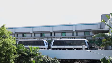 View-Of-The-Train-Monorail-Running-Through-Several-Terminals-At-Singapore-Airport-And-Passing-Through-The-Jewel