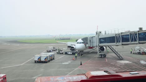 Activities-Around-The-Apron-At-Soekarno-Hatta-Airport,-Jakarta-Indonesia