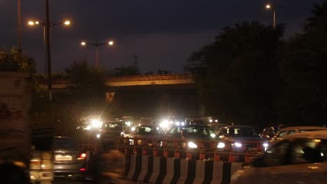 A-view-of-moving-traffic-in-New-Delhi,-India