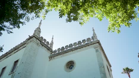 Lisbon-Monastery-Tiles-Museum-Battlements-Facade-with-Blue-Sky