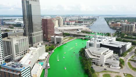 Green-Hillsborough-river-drone-aerial-footage-of-Downtown-Tampa-for-St