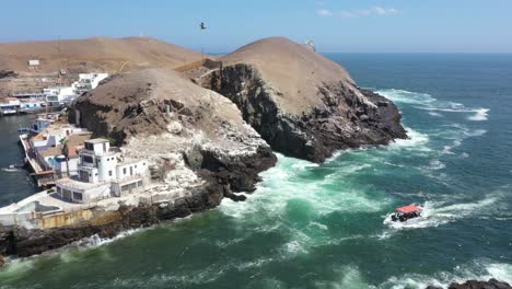 Top-view-of-Pucusana,-fishing-cove-located-in-the-peruvian-coastline
