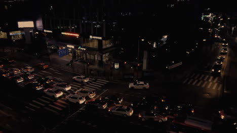 Time-lapse-traffic-at-night-in-Seoul,-South-Korea