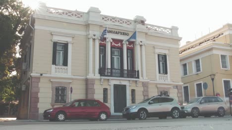 Zeitraffer-Des-Rathauses-Von-Mytilene-Bei-Tag