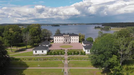 Aerial-view-of-Stjernsund-castle-outside-Askersund,-Sweden