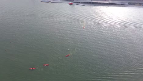 Toma-Aérea-De-Drones-Del-Estadio-Nacional-De-Singapur-Durante-El-Amanecer