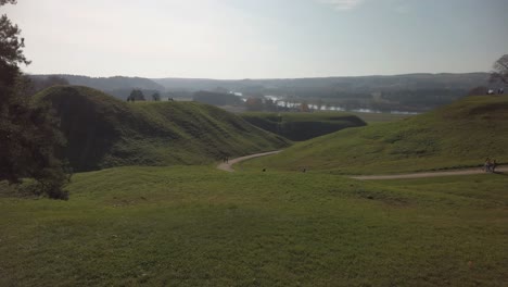 Ancient-green-hills-in-Kernave,-Lithuania,-25fps,-ND4-filter---Fall-2019